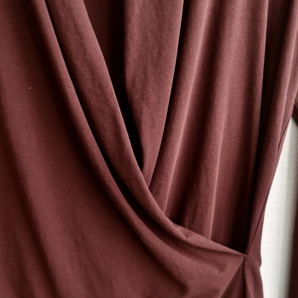 NWOT Ralph Lauren Brown Long Sleeve Drape Front Top - Picture 4 of 10
